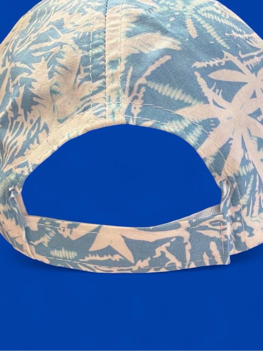 Botanical Light Blue & White Tropical Palm Tree Baseball Hat cap - Picture 4 of 6